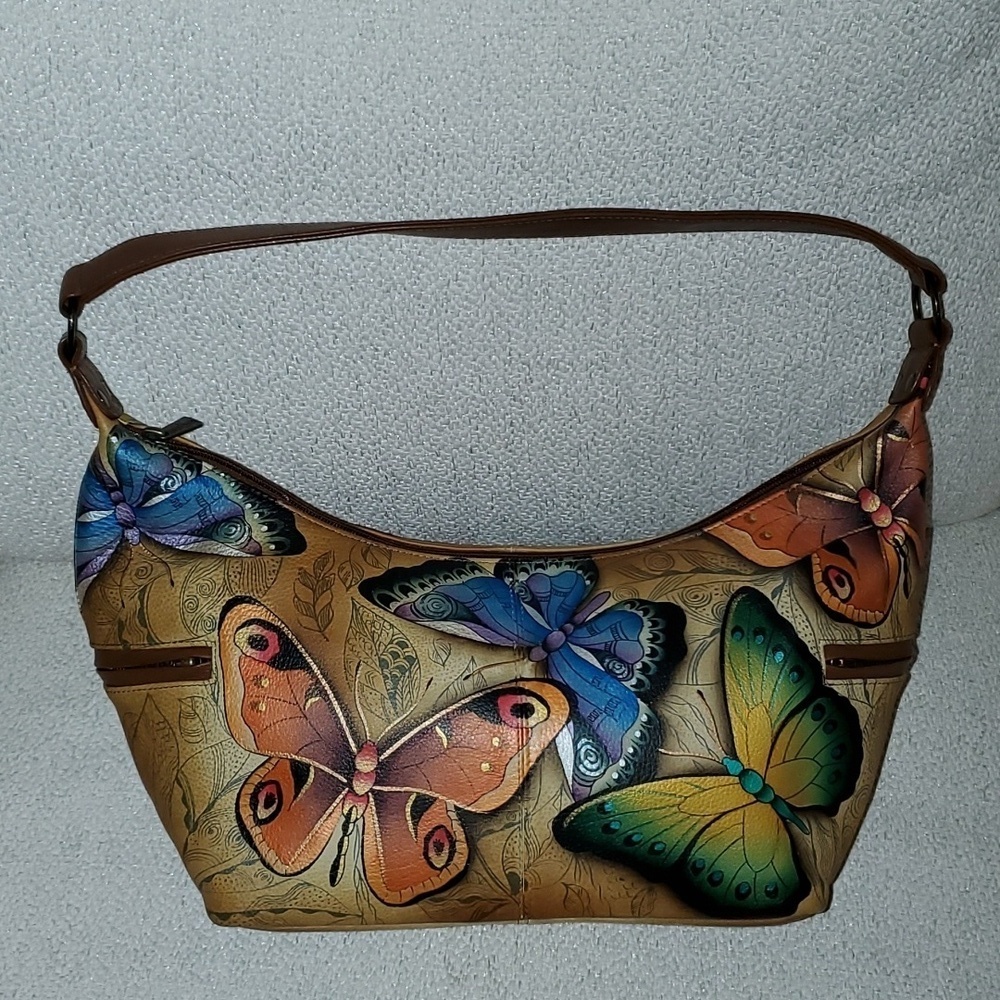 NWT Anuschka Butterfly Hobo Shoulder Bag Purse - Picture 16 of 16